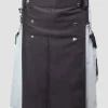 Custom Made Scottish Black And Gray Cotton Hybrid Kilt
