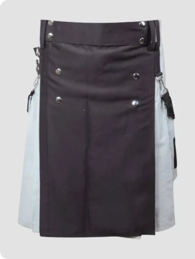 Custom Made Scottish Black And Gray Cotton Hybrid Kilt
