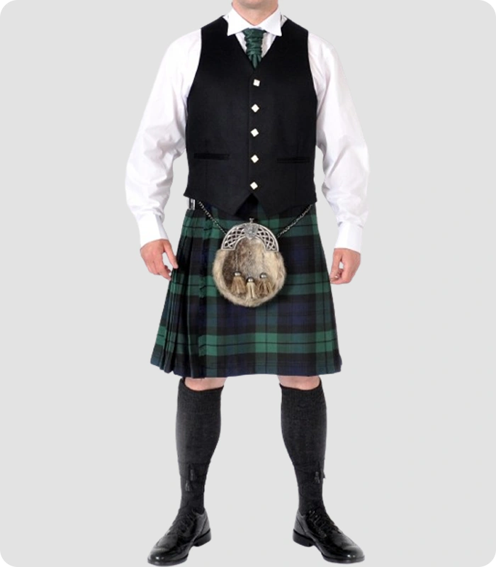 Custom Made Scottish Black Watch Kilt Outfit Front