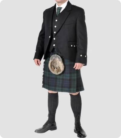 Custom Made Scottish Black Watch Kilt Outfit Side