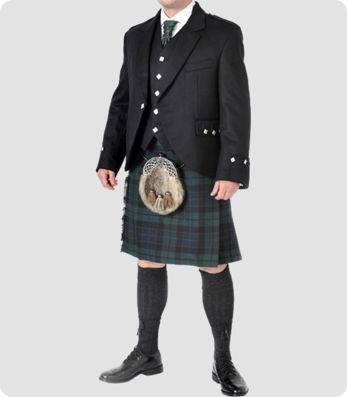 Custom Made Scottish Black Watch Kilt Outfit Side