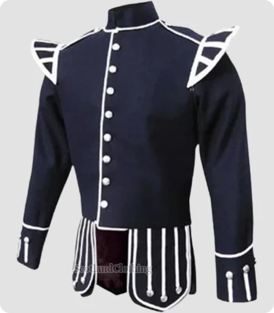 Custom Made Scottish Blue Military Drummer Doublet Side