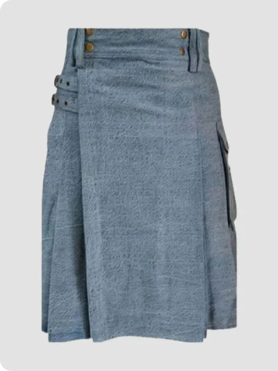Custom Made Sky Blue Denim Kilt