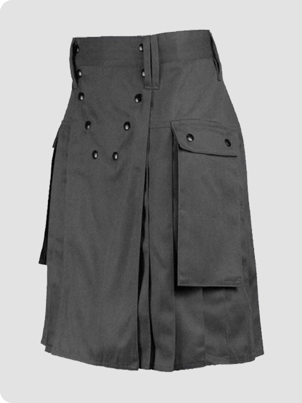Custom Made Spartan Gray Utility Kilt For Active Wear Side