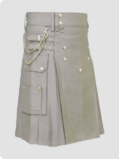 Custom Made Standard Grey Utility Kilt Side
