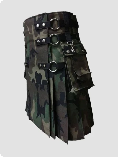 Custom Made Stylish WoodLand Camouflage Tactical Kilt Side