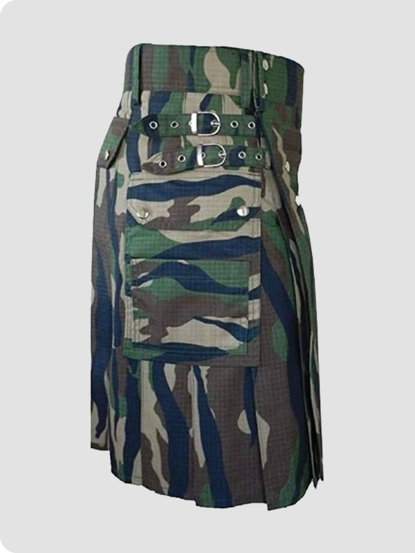 Custom Made Stylish WoodLand Camouflage Tactical Kilt Side
