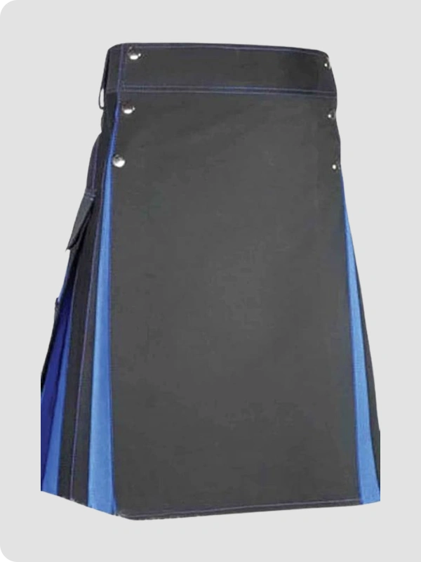 Custom Made Traditional Black and Blue Hybrid Kilt