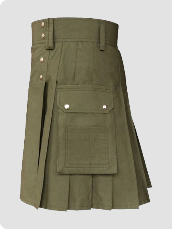 Custom Made Ultimate Olive Utility Kilt Left Side