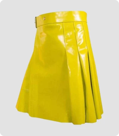 Custom Made Yellow Leather Women kilt