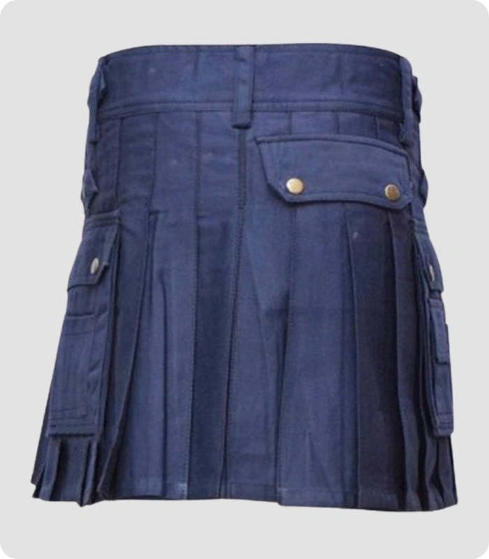 Dark Blue Women Utility Kilt Back