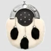 Full Dress Chrome Knot And Tage Sporran White Black Rabbit Fur