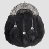 Full Dress Chrome_Black Rabbit Fur Celtic Cross Sporran