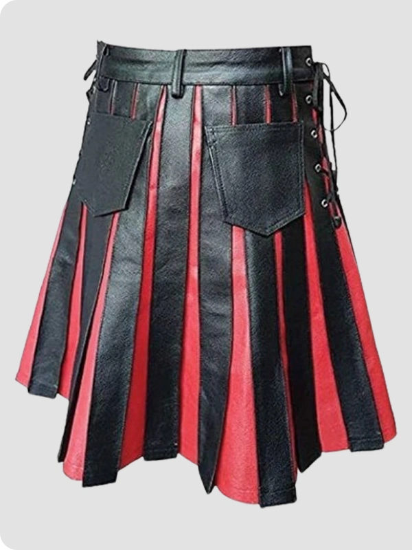 Gladiator Leather Kilt with Front Panels Kilt Back