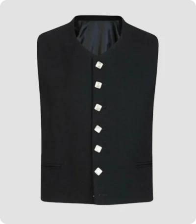 Handmade Black Military Doublet Jacket With Vest