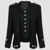 Handmade Black Military Doublet Jacket With Vest