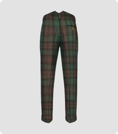 Handmade Brown Watch Tartan Trouser Back
