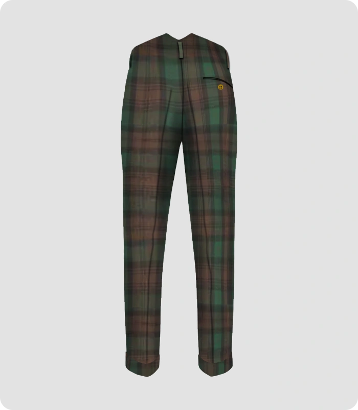 Handmade Brown Watch Tartan Trouser Back