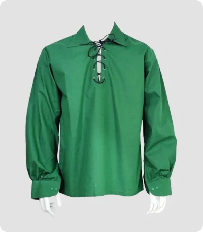Handmade Green Jacobite Ghillie Kilt Shirt