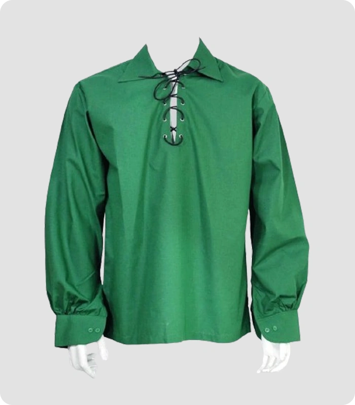 Handmade Green Jacobite Ghillie Kilt Shirt