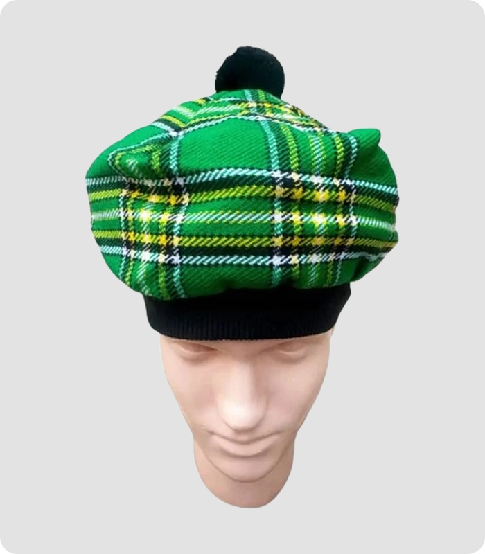 Handmade Irish Green Tartan Tam o Shanter Hat