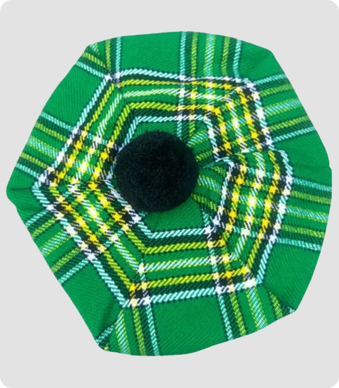 Handmade Irish Green Tartan Tam o Shanter Hat