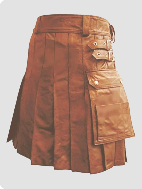 Handmade Luxurious Brown Leather Kilt Back