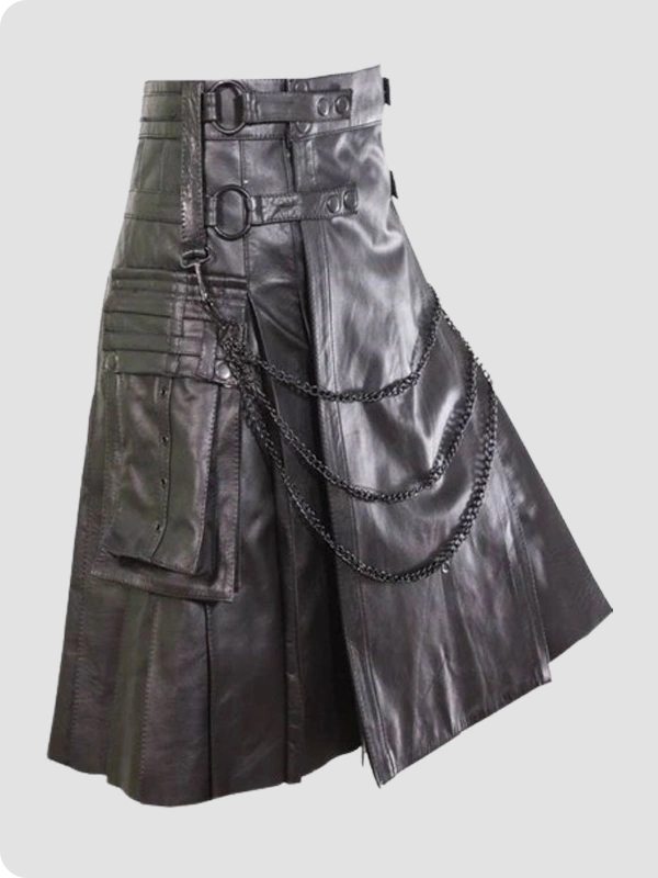 Handmade Scottish Pride Leather Kilt side