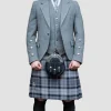 Handmade Traditional Grey Argyle Jacket with Vest
