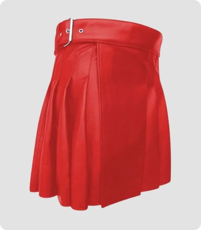 Handmade Women Red Leather Kilt