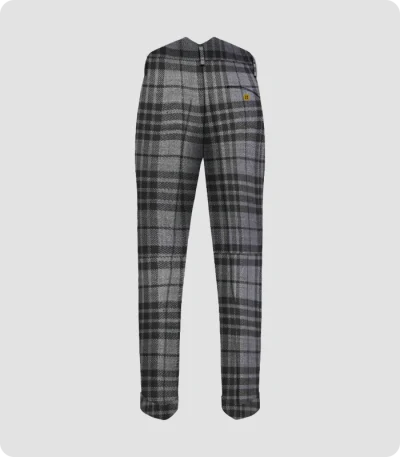 High Quality Grey Watch Tartan Trouser Back
