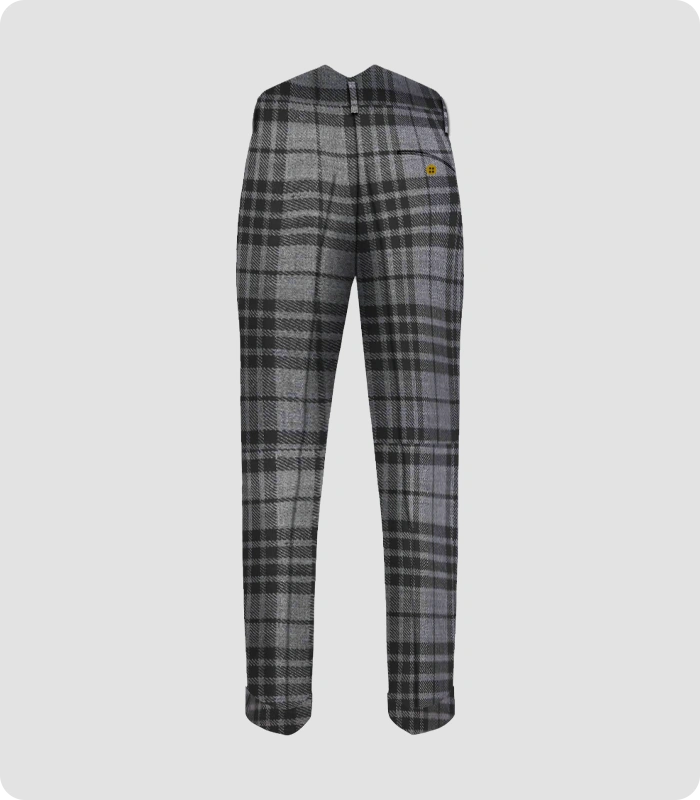 High Quality Grey Watch Tartan Trouser Back