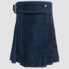Indigo Denim Kilt With Side Buckle