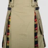 Khaki Cotton Buchanan Tartan Scottish Hybrid Kilt