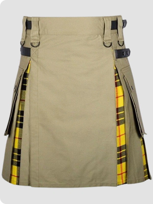 Khaki Cotton Mecleod of Lewis Tartan Hybrid Kilt
