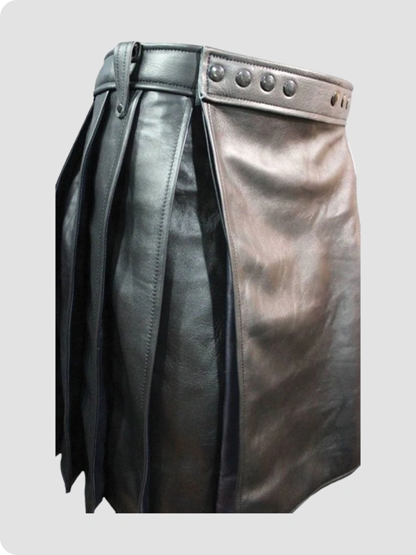 Leather Kilt with Navy Highlights Side
