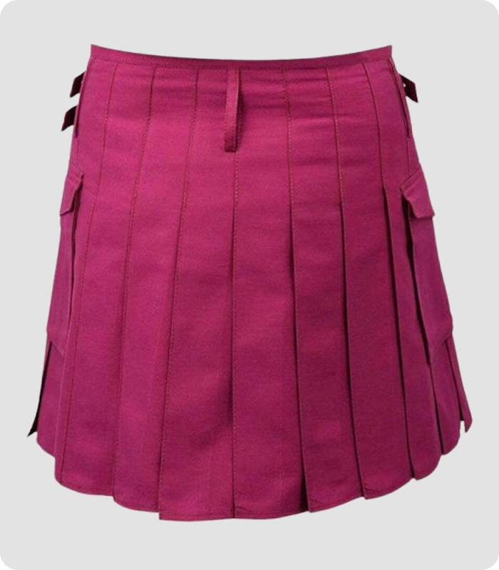 Mahroon Cotton Jeans Utility Kilt Back