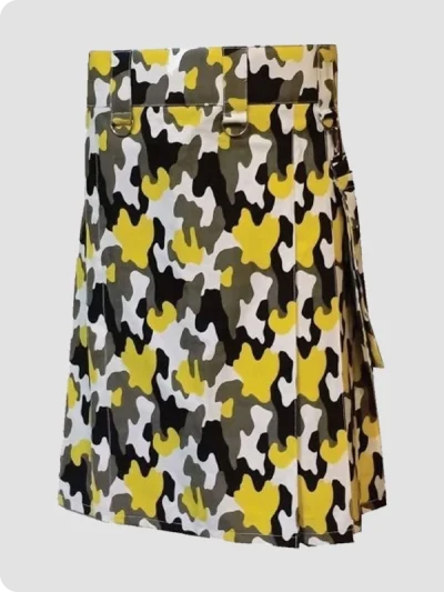 Modern Pattern Camo Utility Kilt with Detachable Pocket