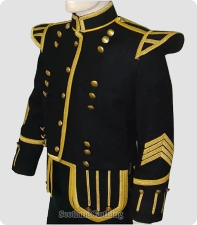 Premium Quality Black Men Military Drummer Doublet Side