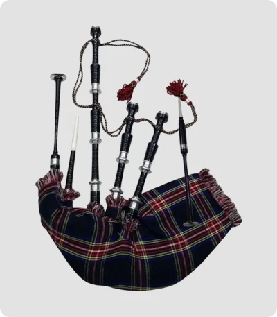 Premium Quality Black Stewart Tartan Bagpipe