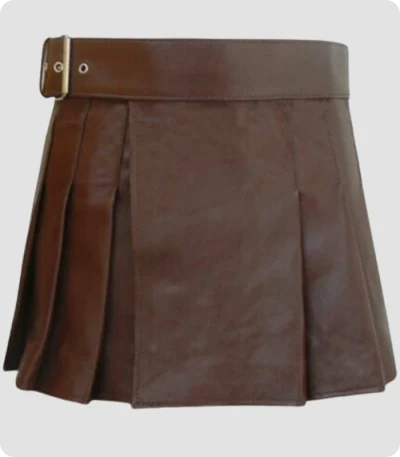 Premium Quality Brown Women Leather Kilt