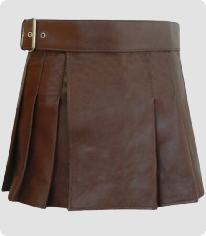 Premium Quality Brown Women Leather Kilt