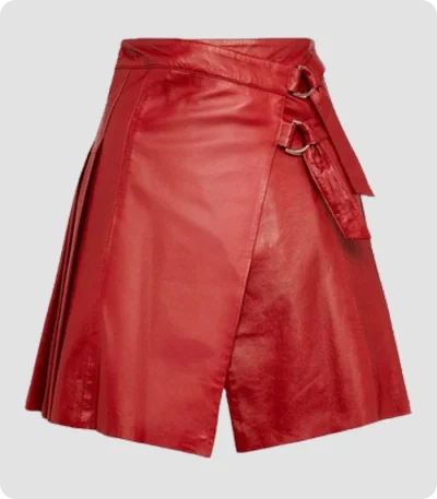 Premium Quality Red Women Leather Kilt