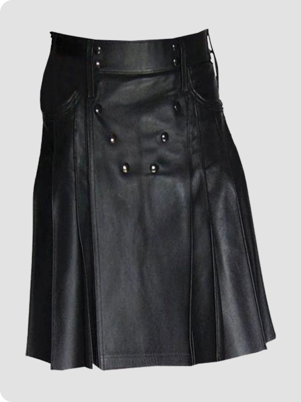 Premium Quality Scottish Black Leather Kilt