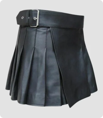 Premium Quality Women Black Leather kilt