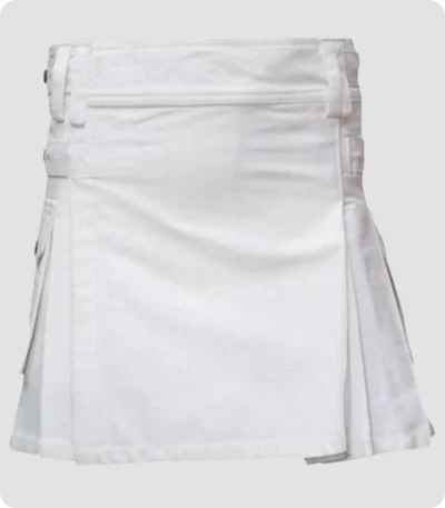 Premium Quality Women White Utility Kilt