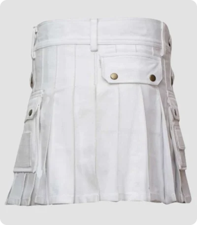 Premium Quality Women White Utility Kilt Back