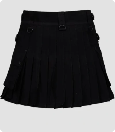 Scottish Deluxe Women Black Utility Kilt Back
