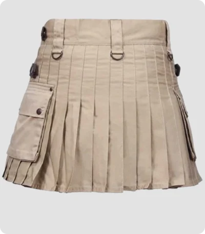 Scottish Deluxe Women Khaki Utility kilt Back