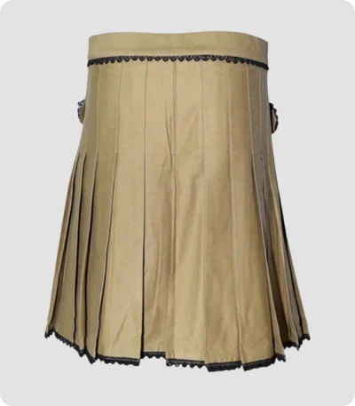 Scottish women khaki Utility kilt Back